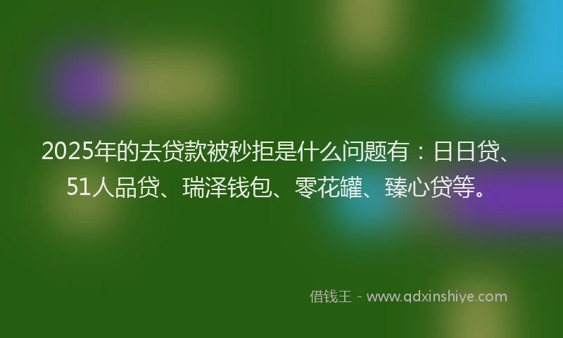 2025年的去贷款被秒拒是什么问题有：日日贷、51人品贷、瑞泽钱包、零花罐、臻心贷等。