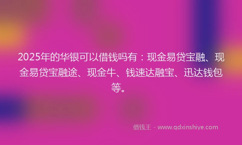 2025年的华银可以借钱吗有：现金易贷宝融、现金易贷宝融途、现金牛、钱速达融宝、迅达钱包等。