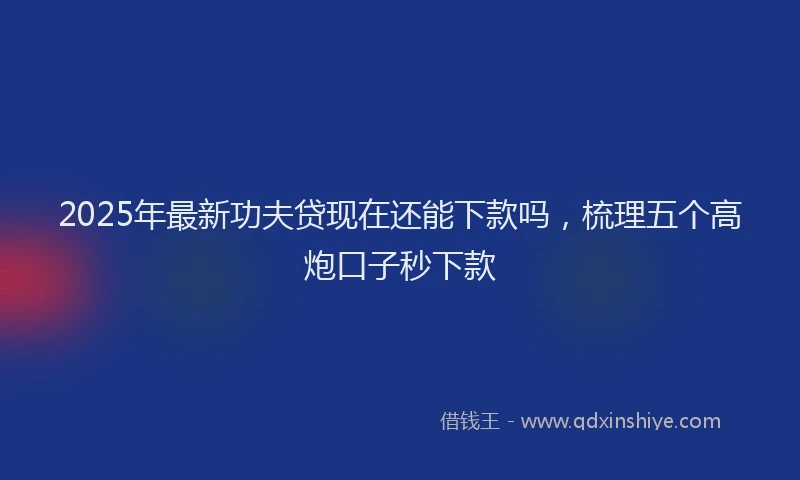 2025年最新功夫贷现在还能下款吗，梳理五个高炮口子秒下款
