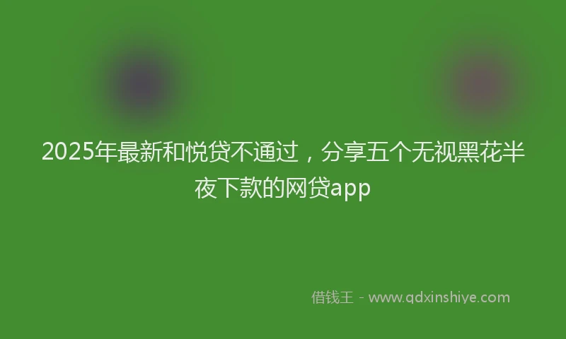 2025年最新和悦贷不通过，分享五个无视黑花半夜下款的网贷app