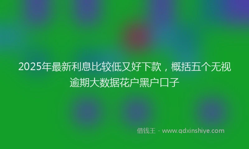 2025年最新利息比较低又好下款，概括五个无视逾期大数据花户黑户口子