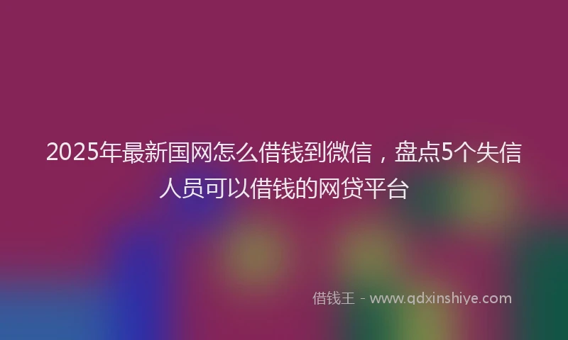 2025年最新国网怎么借钱到微信，盘点5个失信人员可以借钱的网贷平台