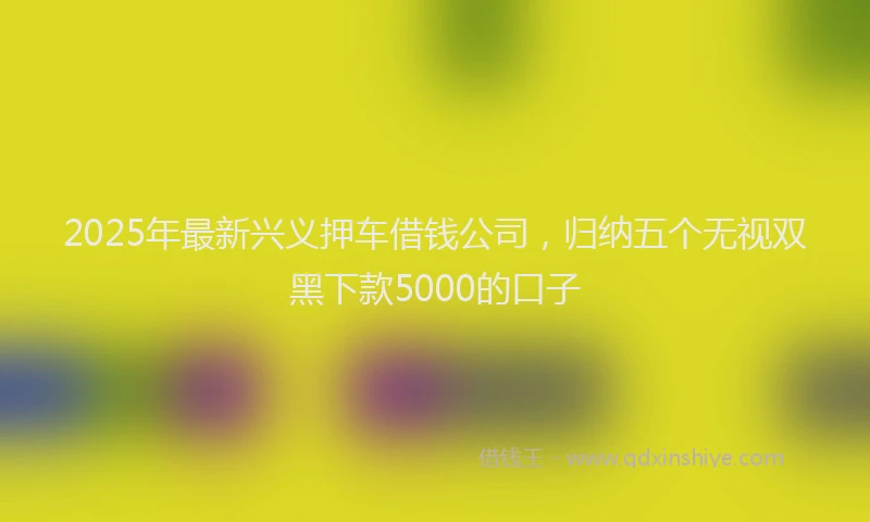 2025年最新兴义押车借钱公司，归纳五个无视双黑下款5000的口子
