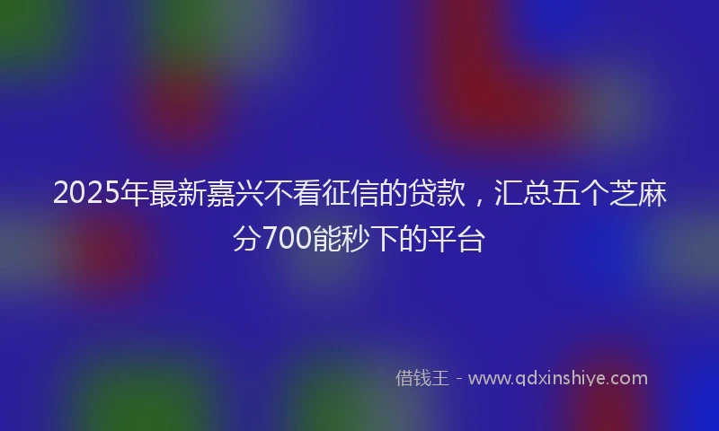 2025年最新嘉兴不看征信的贷款，汇总五个芝麻分700能秒下的平台
