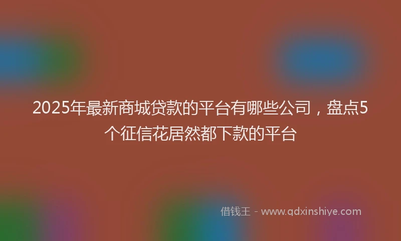 2025年最新商城贷款的平台有哪些公司，盘点5个征信花居然都下款的平台