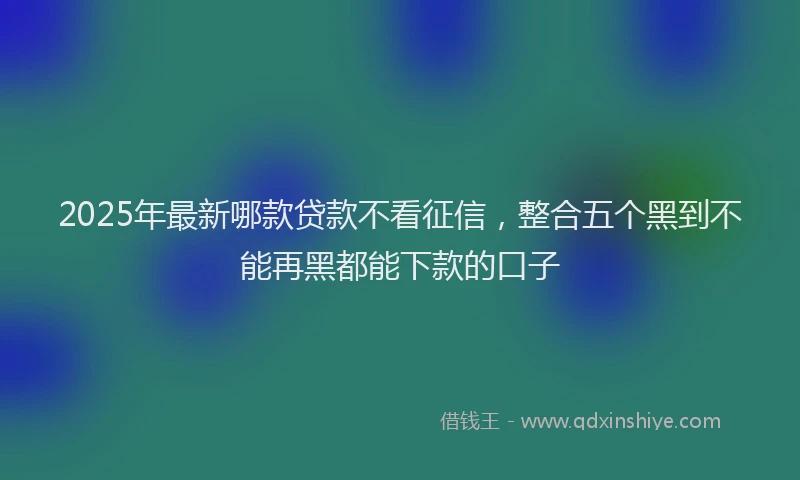 2025年最新哪款贷款不看征信，整合五个黑到不能再黑都能下款的口子
