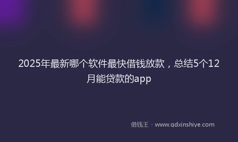 2025年最新哪个软件最快借钱放款，总结5个12月能贷款的app