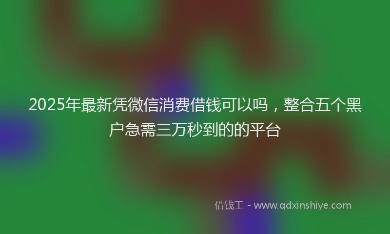 2025年最新凭微信消费借钱可以吗，整合五个黑户急需三万秒到的的平台