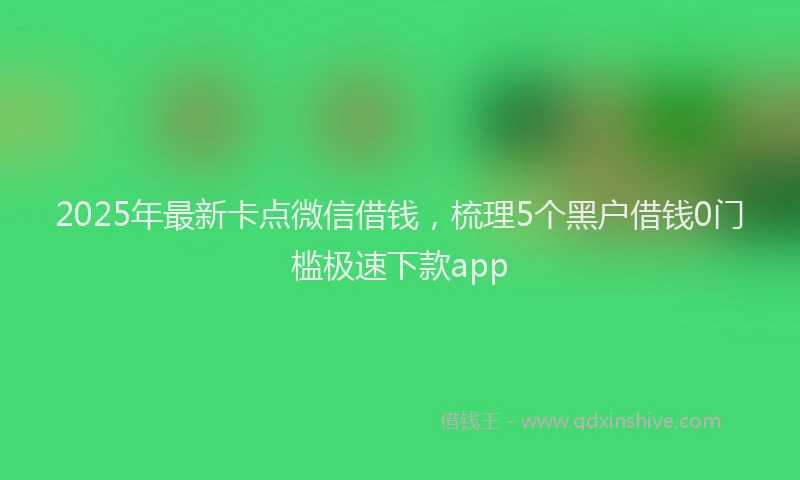 2025年最新卡点微信借钱，梳理5个黑户借钱0门槛极速下款app