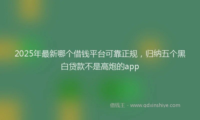 2025年最新哪个借钱平台可靠正规，归纳五个黑白贷款不是高炮的app