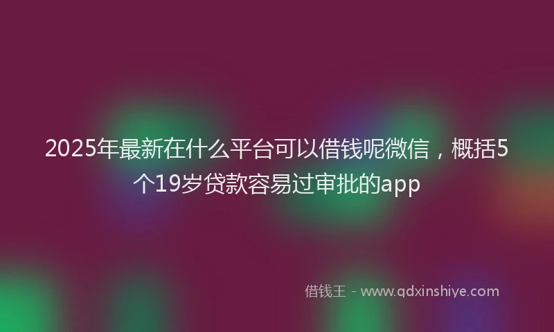 2025年最新在什么平台可以借钱呢微信，概括5个19岁贷款容易过审批的app