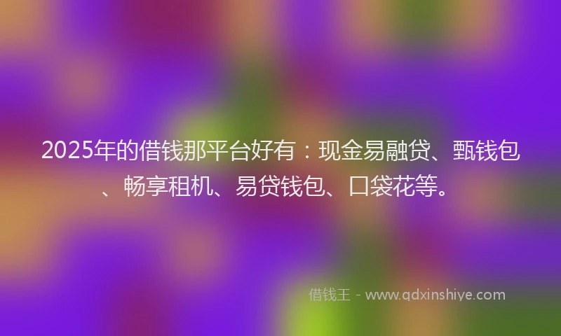 2025年的借钱那平台好有：现金易融贷、甄钱包、畅享租机、易贷钱包、口袋花等。