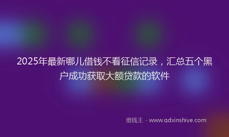 2025年最新哪儿借钱不看征信记录，汇总五个黑户成功获取大额贷款的软件