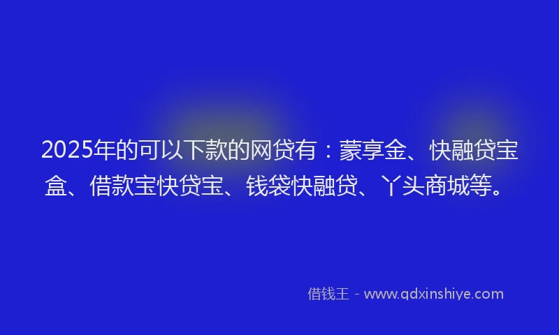 2025年的可以下款的网贷有：蒙享金、快融贷宝盒、借款宝快贷宝、钱袋快融贷、丫头商城等。