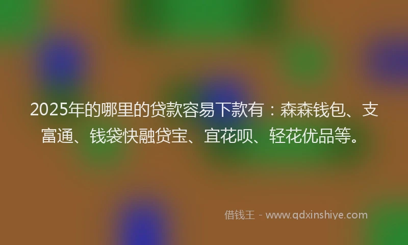 2025年的哪里的贷款容易下款有：森森钱包、支富通、钱袋快融贷宝、宜花呗、轻花优品等。