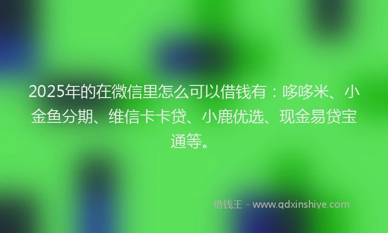 2025年的在微信里怎么可以借钱有：哆哆米、小金鱼分期、维信卡卡贷、小鹿优选、现金易贷宝通等。