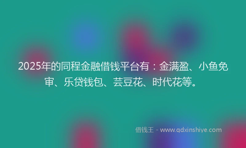 2025年的同程金融借钱平台有：金满盈、小鱼免审、乐贷钱包、芸豆花、时代花等。
