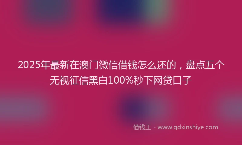 2025年最新在澳门微信借钱怎么还的，盘点五个无视征信黑白100%秒下网贷口子