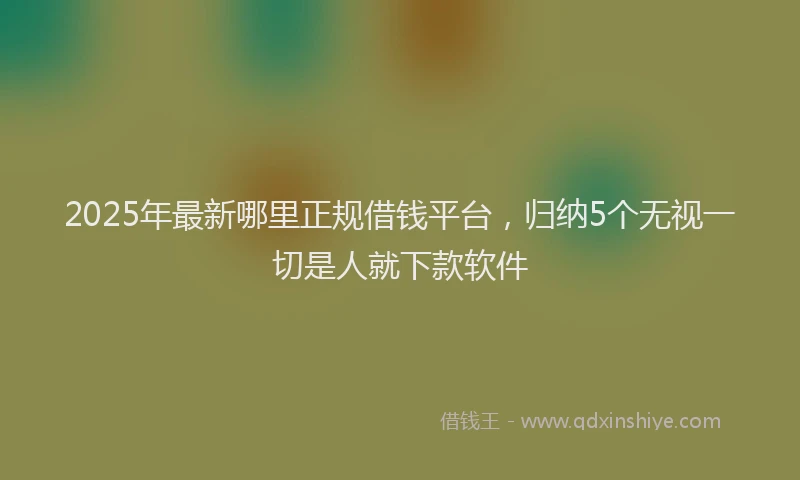 2025年最新哪里正规借钱平台，归纳5个无视一切是人就下款软件
