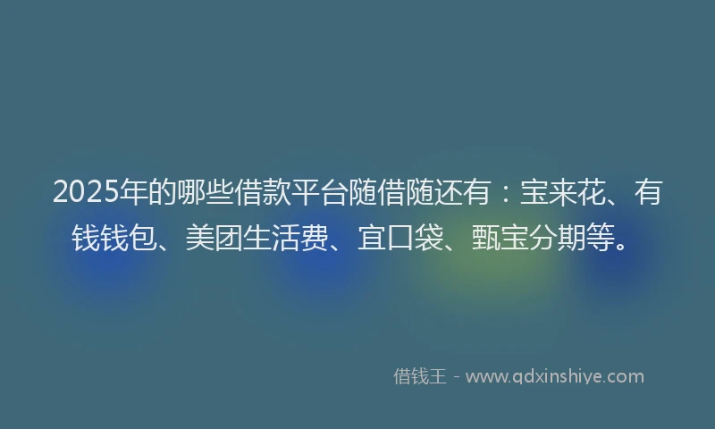 2025年的哪些借款平台随借随还有：宝来花、有钱钱包、美团生活费、宜口袋、甄宝分期等。