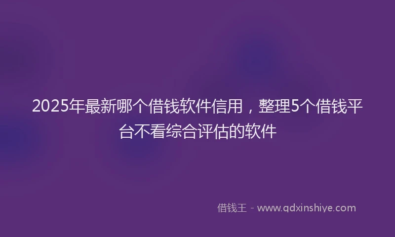 2025年最新哪个借钱软件信用，整理5个借钱平台不看综合评估的软件