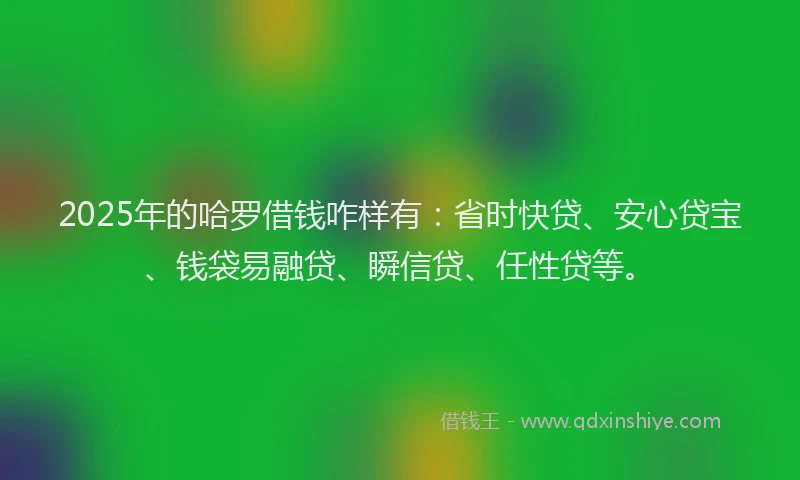 2025年的哈罗借钱咋样有：省时快贷、安心贷宝、钱袋易融贷、瞬信贷、任性贷等。