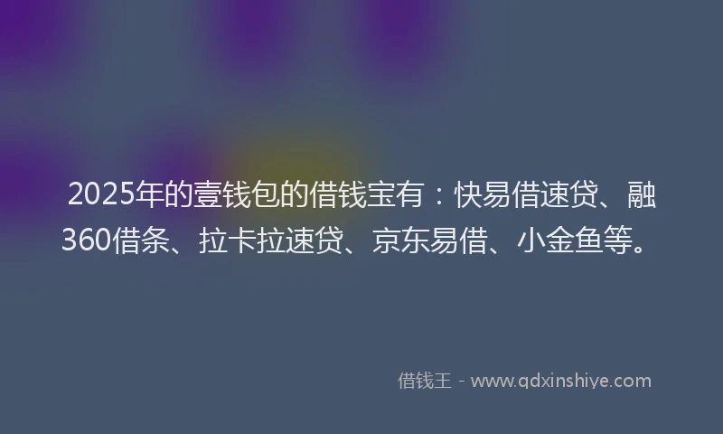 2025年的壹钱包的借钱宝有：快易借速贷、融360借条、拉卡拉速贷、京东易借、小金鱼等。