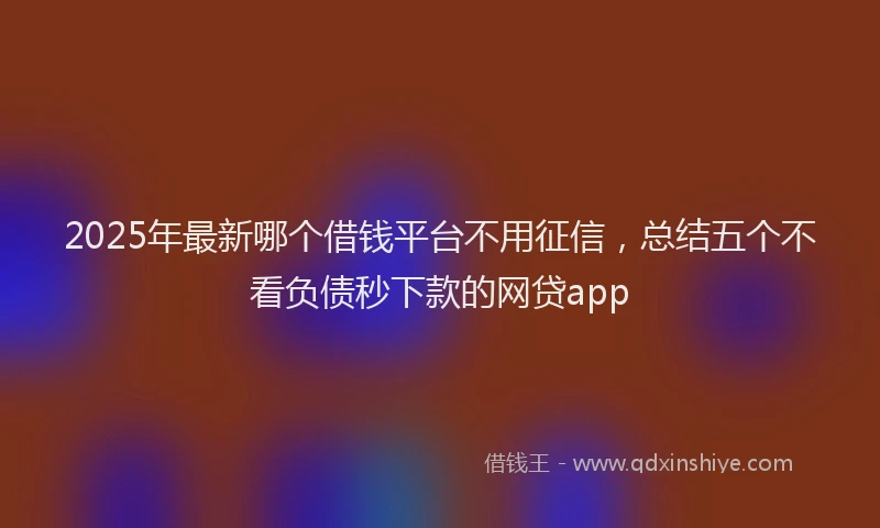 2025年最新哪个借钱平台不用征信，总结五个不看负债秒下款的网贷app