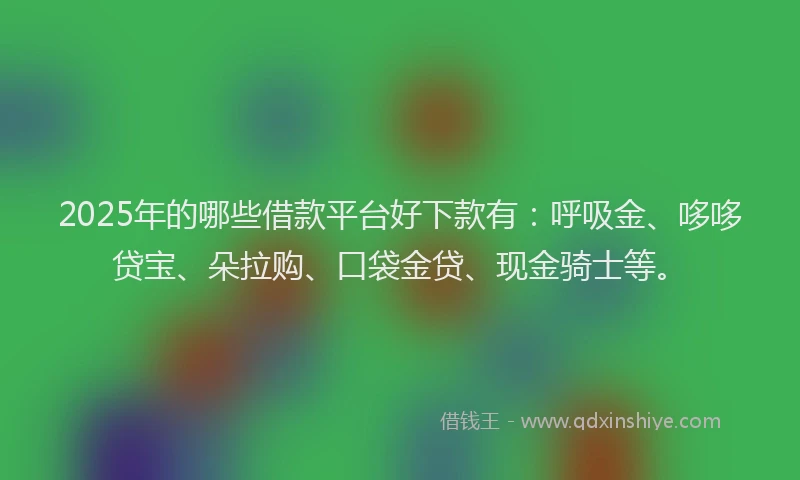2025年的哪些借款平台好下款有：呼吸金、哆哆贷宝、朵拉购、口袋金贷、现金骑士等。