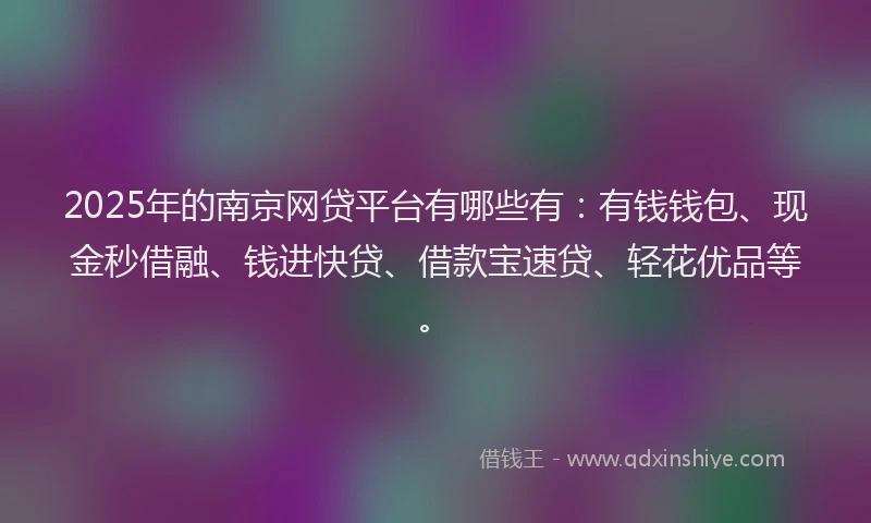 2025年的南京网贷平台有哪些有：有钱钱包、现金秒借融、钱进快贷、借款宝速贷、轻花优品等。