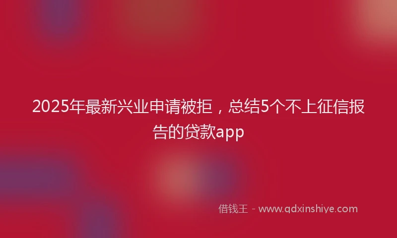 2025年最新兴业申请被拒，总结5个不上征信报告的贷款app