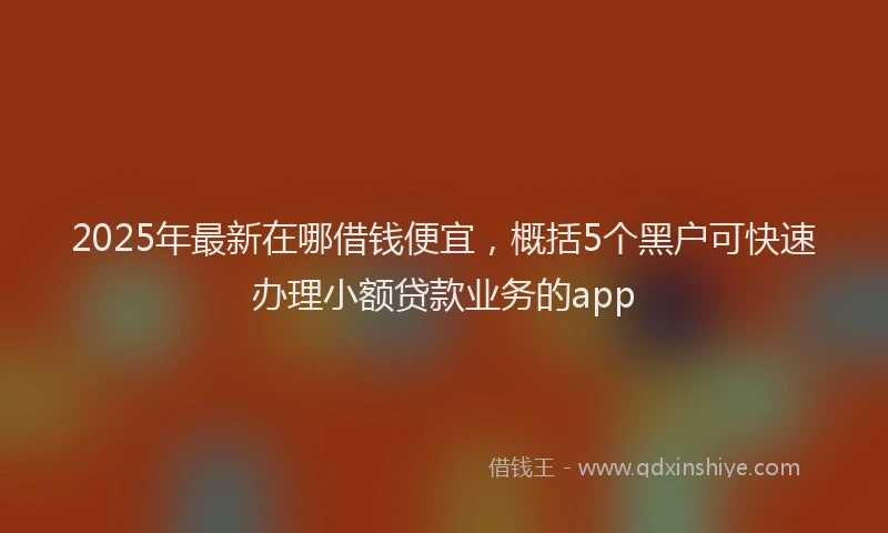 2025年最新在哪借钱便宜，概括5个黑户可快速办理小额贷款业务的app