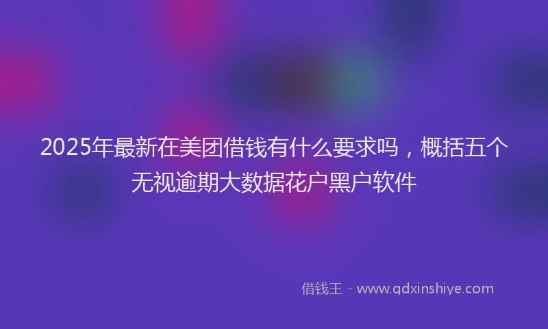 2025年最新在美团借钱有什么要求吗，概括五个无视逾期大数据花户黑户软件