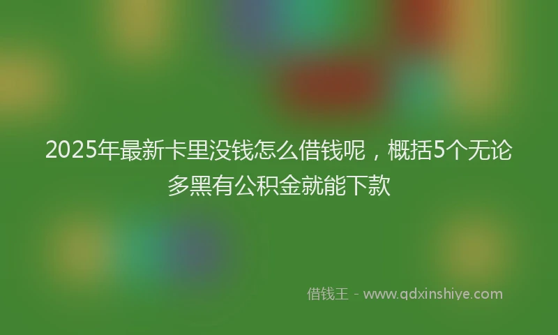 2025年最新卡里没钱怎么借钱呢，概括5个无论多黑有公积金就能下款