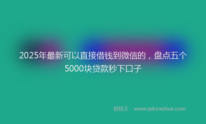 2025年最新可以直接借钱到微信的，盘点五个5000块贷款秒下口子