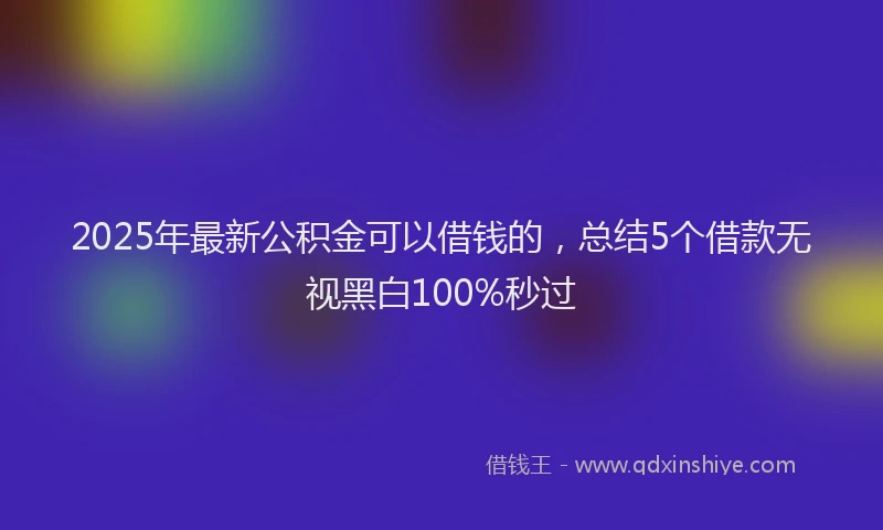 2025年最新公积金可以借钱的，总结5个借款无视黑白100%秒过