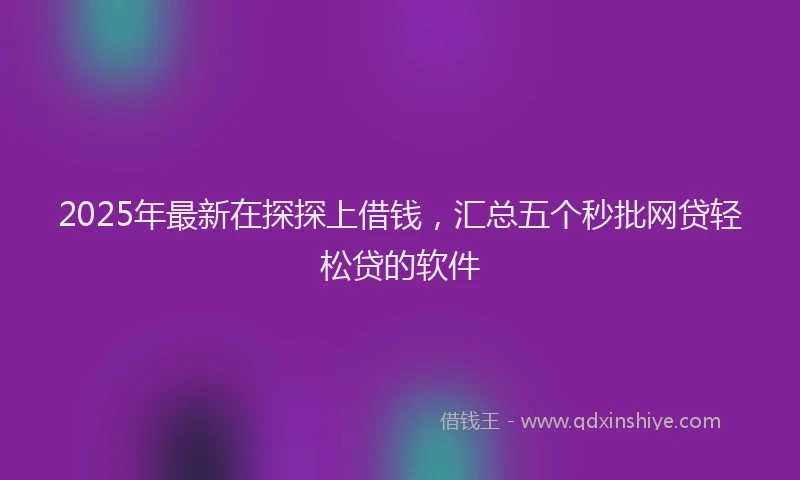 2025年最新在探探上借钱，汇总五个秒批网贷轻松贷的软件