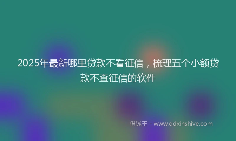 2025年最新哪里贷款不看征信，梳理五个小额贷款不查征信的软件