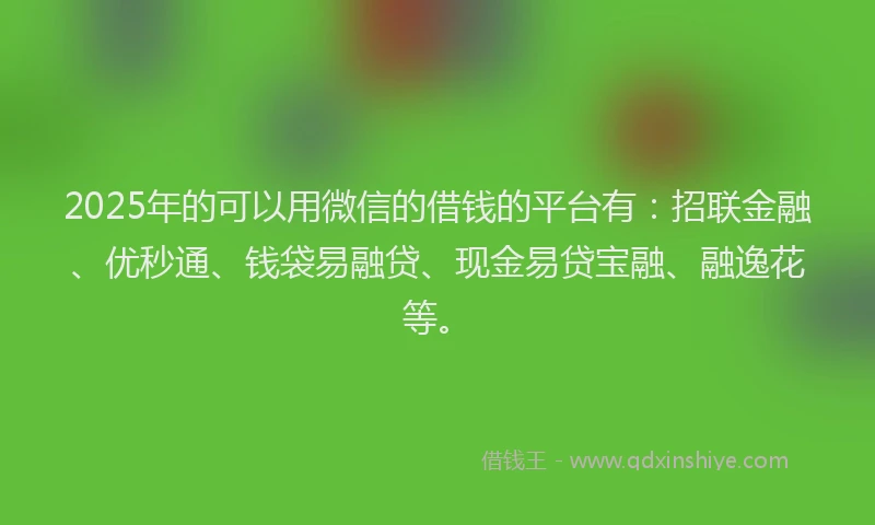 2025年的可以用微信的借钱的平台有：招联金融、优秒通、钱袋易融贷、现金易贷宝融、融逸花等。