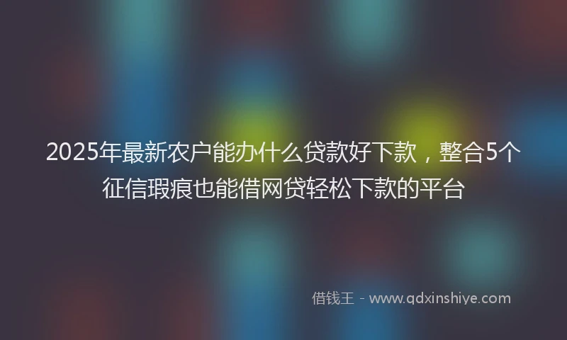 2025年最新农户能办什么贷款好下款，整合5个征信瑕疵也能借网贷轻松下款的平台