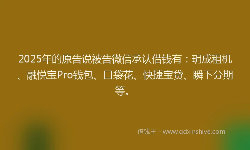 2025年的原告说被告微信承认借钱有：玥成租机、融悦宝Pro钱包、口袋花、快捷宝贷、瞬下分期等。