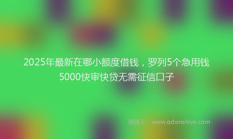2025年最新在哪小额度借钱，罗列5个急用钱5000快审快贷无需征信口子