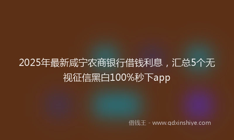 2025年最新咸宁农商银行借钱利息，汇总5个无视征信黑白100%秒下app