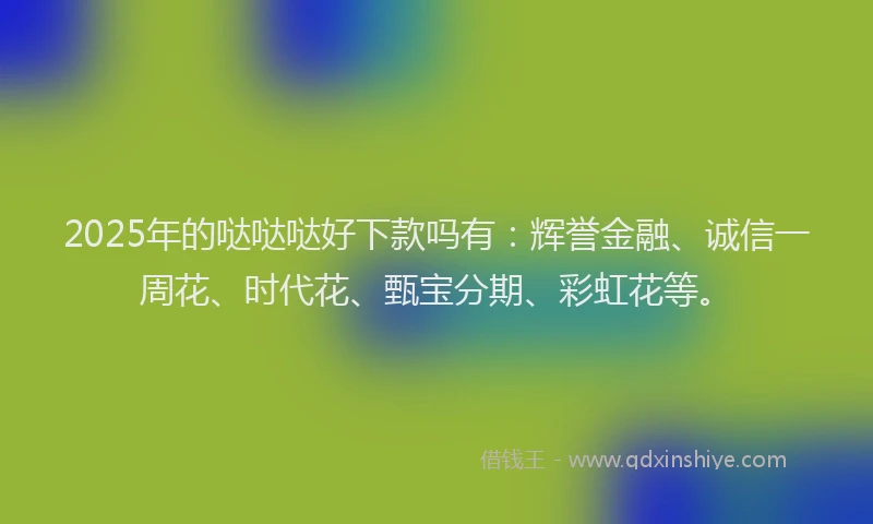 2025年的哒哒哒好下款吗有：辉誉金融、诚信一周花、时代花、甄宝分期、彩虹花等。