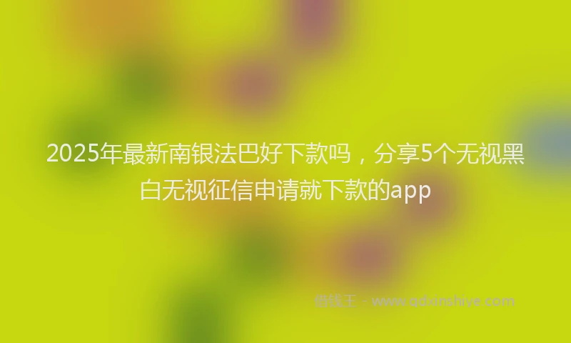 2025年最新南银法巴好下款吗，分享5个无视黑白无视征信申请就下款的app