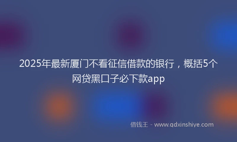 2025年最新厦门不看征信借款的银行，概括5个网贷黑口子必下款app
