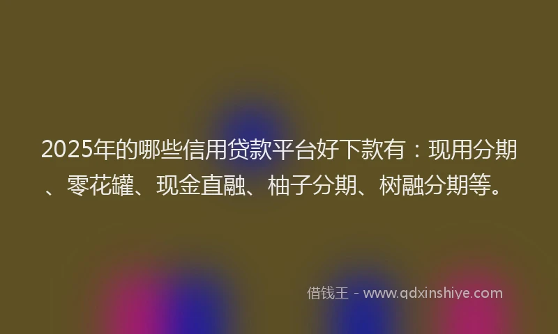 2025年的哪些信用贷款平台好下款有：现用分期、零花罐、现金直融、柚子分期、树融分期等。