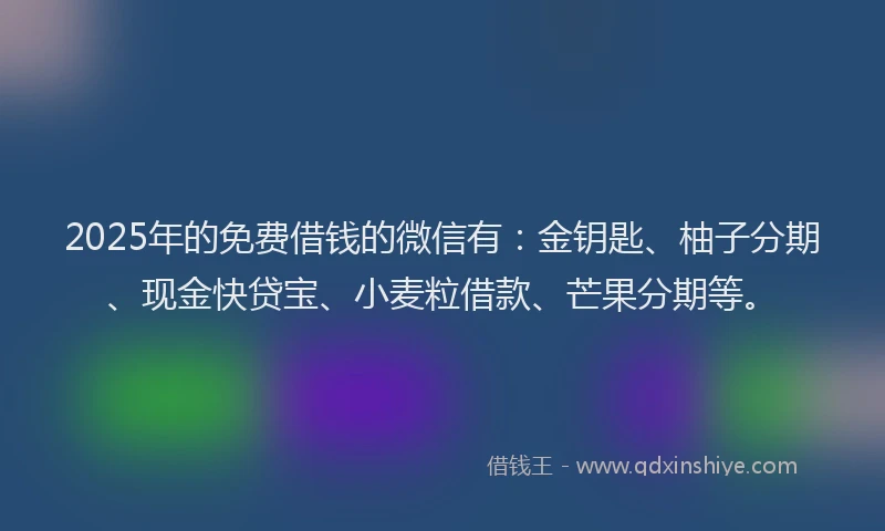 2025年的免费借钱的微信有：金钥匙、柚子分期、现金快贷宝、小麦粒借款、芒果分期等。