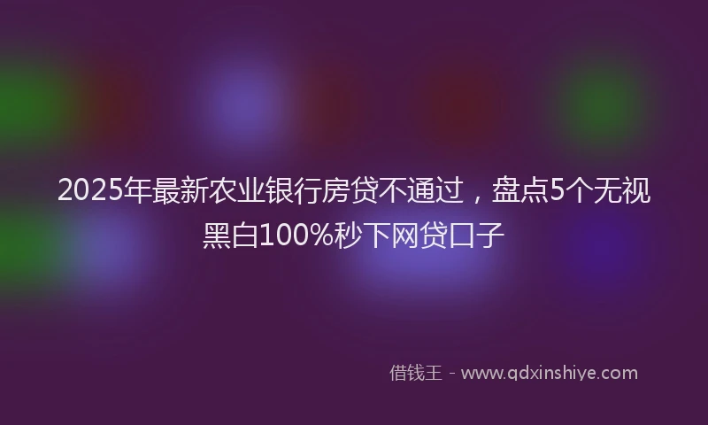2025年最新农业银行房贷不通过，盘点5个无视黑白100%秒下网贷口子