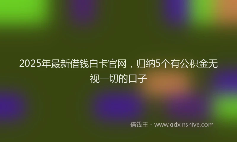 2025年最新借钱白卡官网，归纳5个有公积金无视一切的口子
